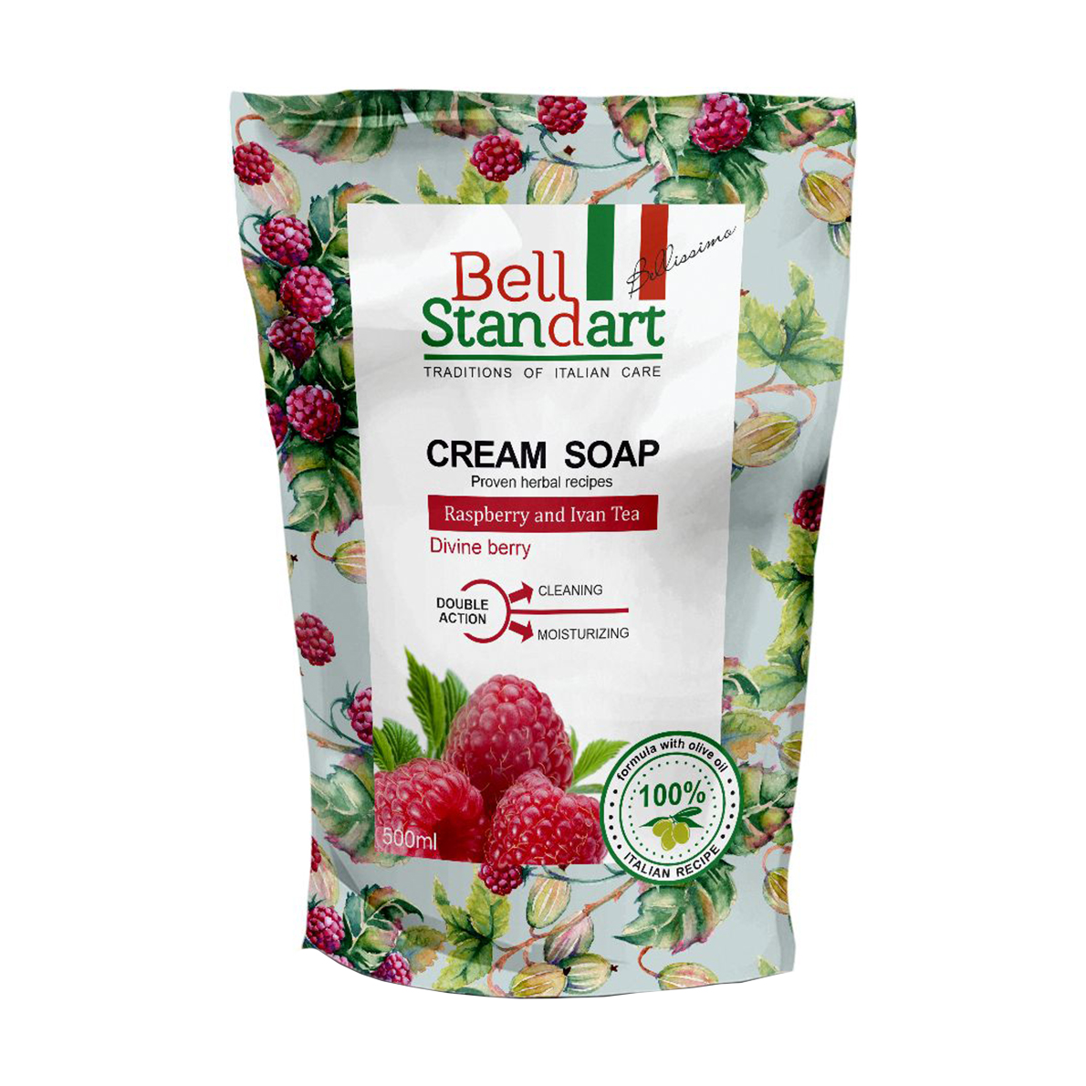 Рідке крем-мило Bell Standart Cream Soap Малина та іван-чай, 500 мл (запаска)